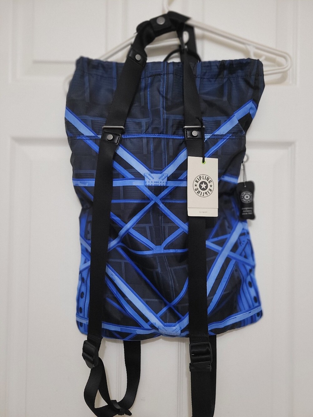 NWT Kipling Geometric Print Convertible Cinch Drawstring Backpack / Tote